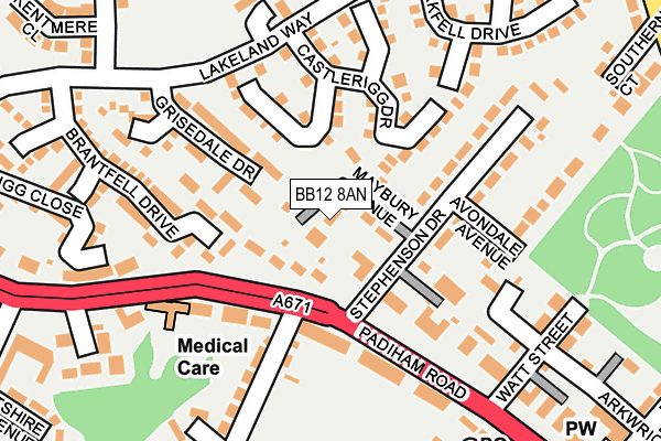 BB12 8AN map - OS OpenMap – Local (Ordnance Survey)