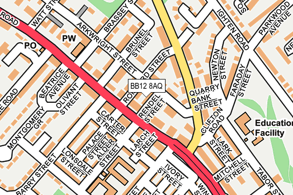 BB12 8AQ map - OS OpenMap – Local (Ordnance Survey)