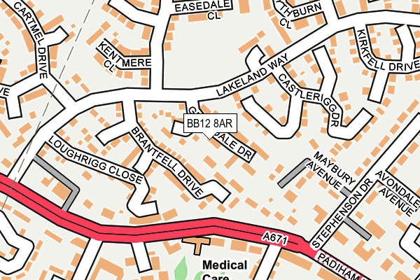 BB12 8AR map - OS OpenMap – Local (Ordnance Survey)