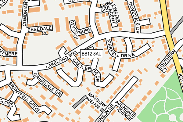 BB12 8AU map - OS OpenMap – Local (Ordnance Survey)