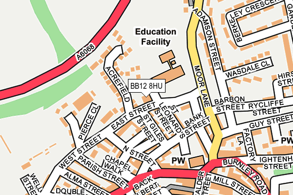 BB12 8HU map - OS OpenMap – Local (Ordnance Survey)
