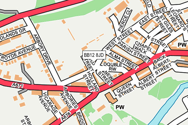 BB12 8JD map - OS OpenMap – Local (Ordnance Survey)