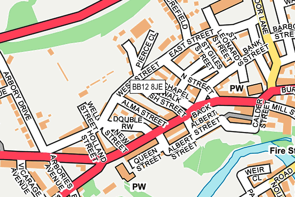 BB12 8JE map - OS OpenMap – Local (Ordnance Survey)