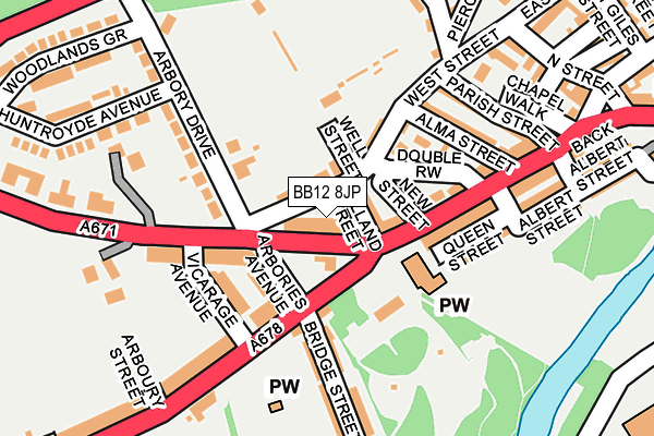 BB12 8JP map - OS OpenMap – Local (Ordnance Survey)
