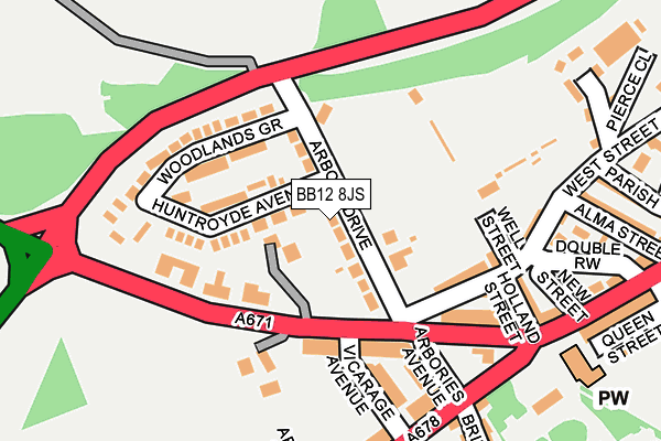 BB12 8JS map - OS OpenMap – Local (Ordnance Survey)