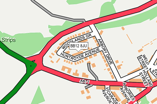 BB12 8JU map - OS OpenMap – Local (Ordnance Survey)