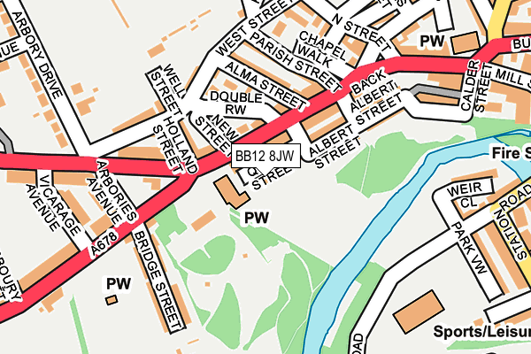 BB12 8JW map - OS OpenMap – Local (Ordnance Survey)