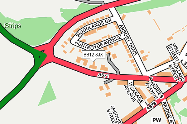 BB12 8JX map - OS OpenMap – Local (Ordnance Survey)