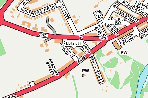 BB12 8JY map - OS OpenMap – Local (Ordnance Survey)