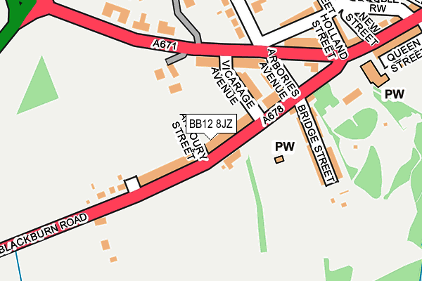 BB12 8JZ map - OS OpenMap – Local (Ordnance Survey)