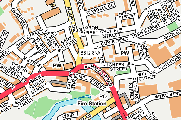 BB12 8NA map - OS OpenMap – Local (Ordnance Survey)