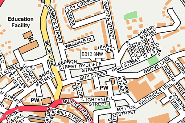 BB12 8NW map - OS OpenMap – Local (Ordnance Survey)