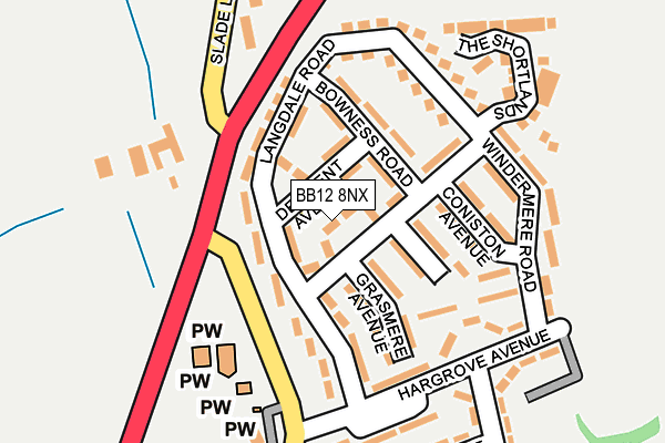 BB12 8NX map - OS OpenMap – Local (Ordnance Survey)