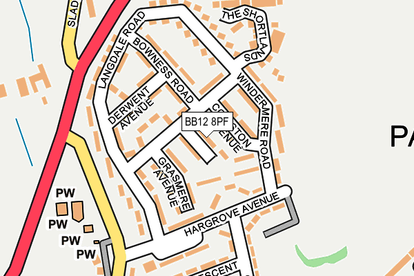 BB12 8PF map - OS OpenMap – Local (Ordnance Survey)