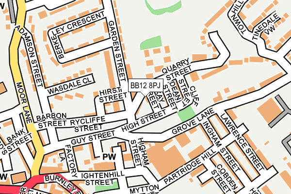 BB12 8PJ map - OS OpenMap – Local (Ordnance Survey)