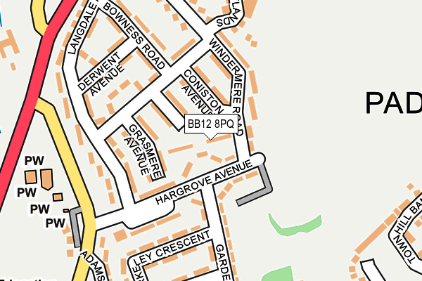 BB12 8PQ map - OS OpenMap – Local (Ordnance Survey)