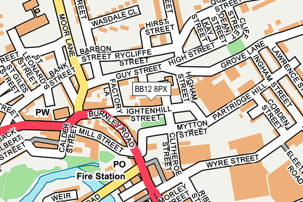 BB12 8PX map - OS OpenMap – Local (Ordnance Survey)
