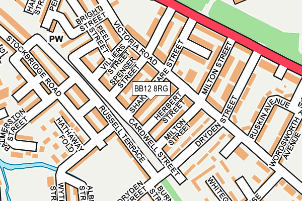 BB12 8RG map - OS OpenMap – Local (Ordnance Survey)