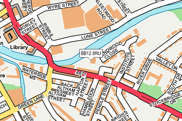 BB12 8RU map - OS OpenMap – Local (Ordnance Survey)