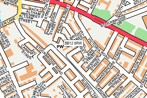 BB12 8RW map - OS OpenMap – Local (Ordnance Survey)
