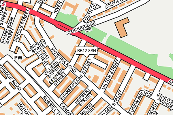 BB12 8SN map - OS OpenMap – Local (Ordnance Survey)