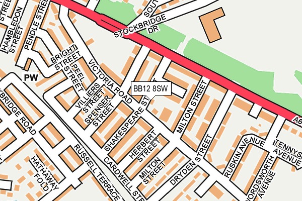 BB12 8SW map - OS OpenMap – Local (Ordnance Survey)