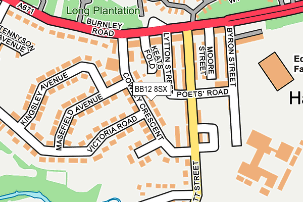 BB12 8SX map - OS OpenMap – Local (Ordnance Survey)