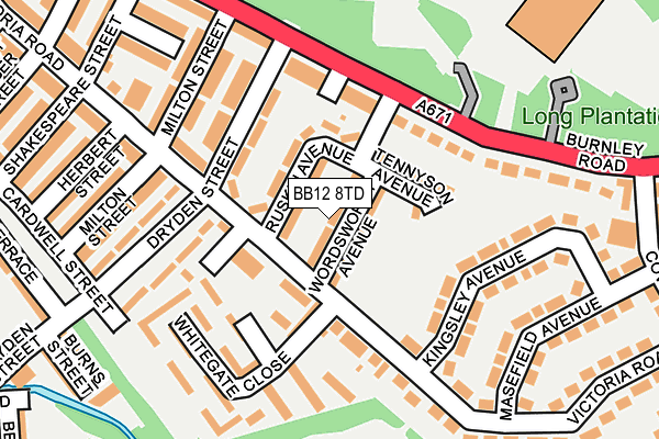 BB12 8TD map - OS OpenMap – Local (Ordnance Survey)