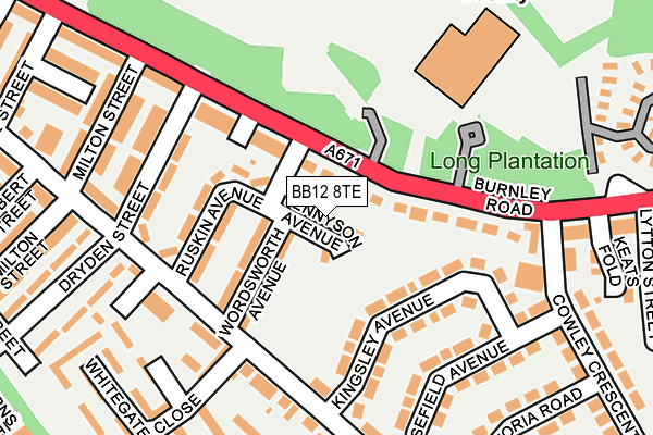 BB12 8TE map - OS OpenMap – Local (Ordnance Survey)