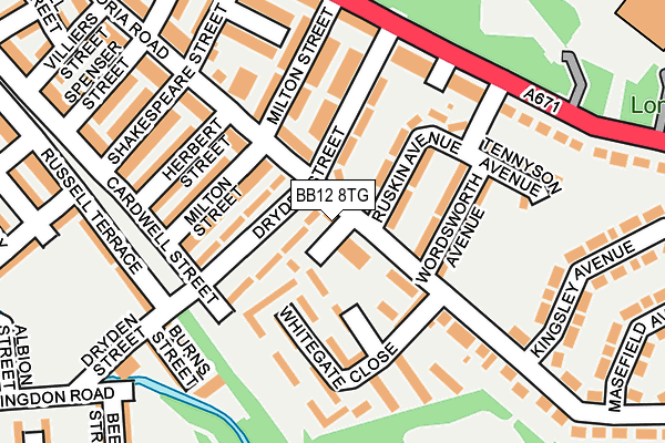 BB12 8TG map - OS OpenMap – Local (Ordnance Survey)