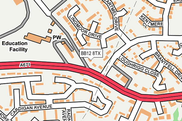 BB12 8TX map - OS OpenMap – Local (Ordnance Survey)