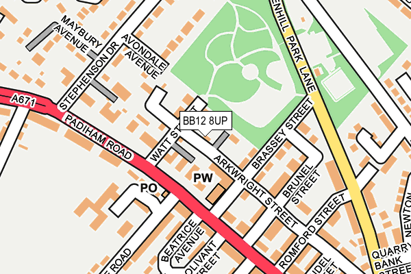 BB12 8UP map - OS OpenMap – Local (Ordnance Survey)