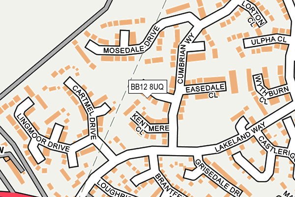 BB12 8UQ map - OS OpenMap – Local (Ordnance Survey)