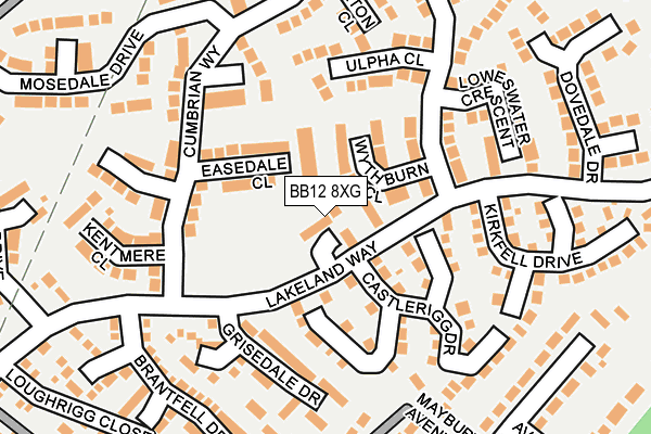 BB12 8XG map - OS OpenMap – Local (Ordnance Survey)