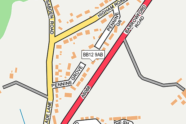 BB12 9AB map - OS OpenMap – Local (Ordnance Survey)