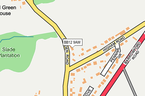BB12 9AW map - OS OpenMap – Local (Ordnance Survey)