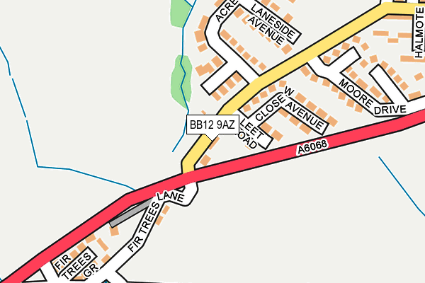 BB12 9AZ map - OS OpenMap – Local (Ordnance Survey)