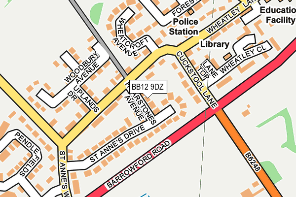 BB12 9DZ map - OS OpenMap – Local (Ordnance Survey)
