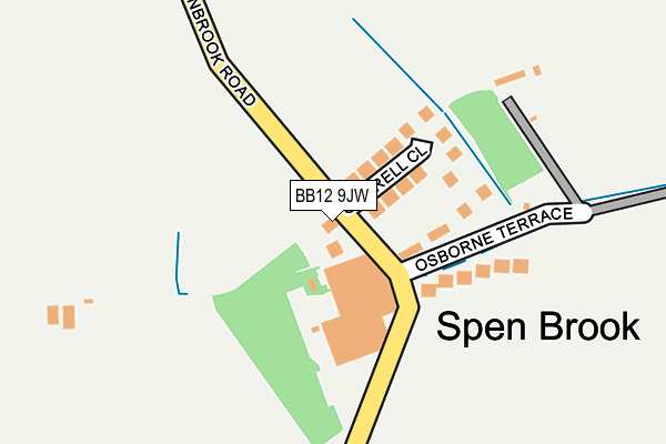 BB12 9JW map - OS OpenMap – Local (Ordnance Survey)