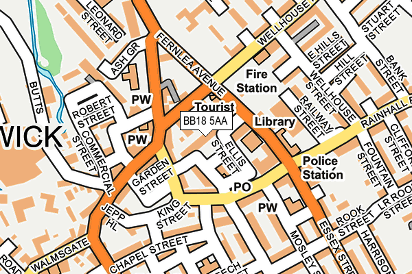 BB18 5AA map - OS OpenMap – Local (Ordnance Survey)