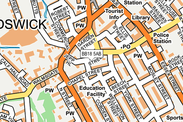 BB18 5AB map - OS OpenMap – Local (Ordnance Survey)
