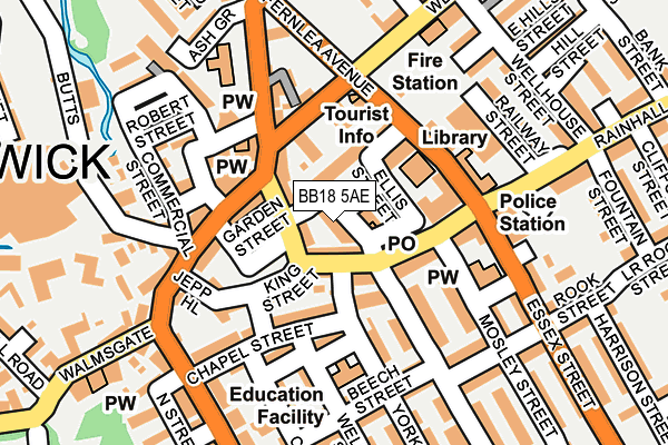 BB18 5AE map - OS OpenMap – Local (Ordnance Survey)