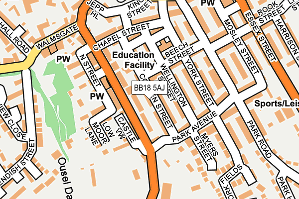 BB18 5AJ map - OS OpenMap – Local (Ordnance Survey)