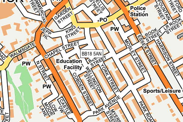 BB18 5AN map - OS OpenMap – Local (Ordnance Survey)