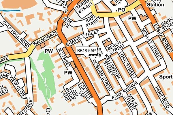 BB18 5AP map - OS OpenMap – Local (Ordnance Survey)