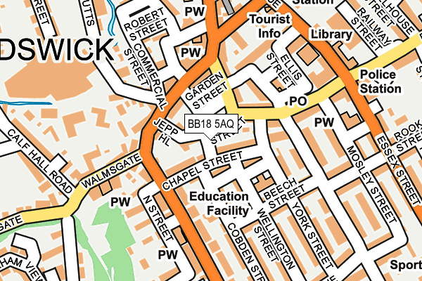 BB18 5AQ map - OS OpenMap – Local (Ordnance Survey)