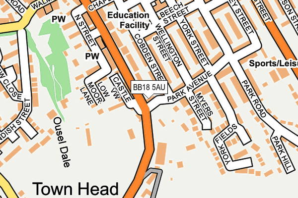 BB18 5AU map - OS OpenMap – Local (Ordnance Survey)