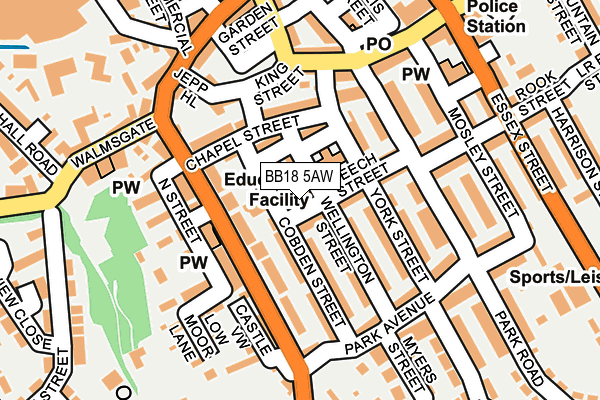 BB18 5AW map - OS OpenMap – Local (Ordnance Survey)