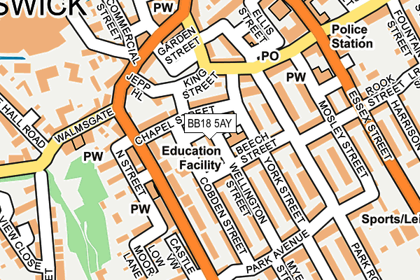 BB18 5AY map - OS OpenMap – Local (Ordnance Survey)