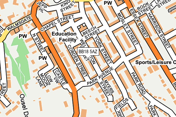 BB18 5AZ map - OS OpenMap – Local (Ordnance Survey)